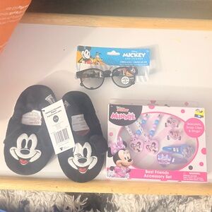Disney Mickey Mouse Bundle x3 NEW Kids Sunglasses Slippers Jewelry accessories